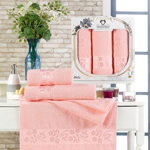Подарочный набор полотенец для ванной 50х90(2), 70х140(1) Two Dolphins MELIS хлопковая махра розовый