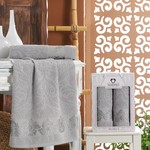 Подарочный набор полотенец для ванной 50х90, 70х140 Two Dolphins SEVILLA хлопковая махра светло-серый, фото, фотография