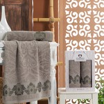 Подарочный набор полотенец для ванной 50х90, 70х140 Two Dolphins SEVILLA хлопковая махра серый, фото, фотография
