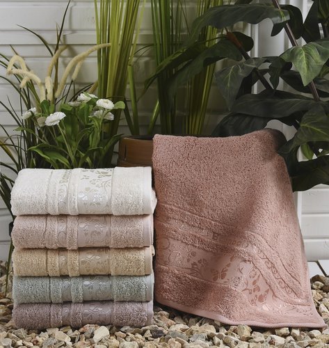 Набор полотенец для ванной 6 шт. Sofi De Marko KIRCICEGI бамбуковая махра 50х90, фото, фотография