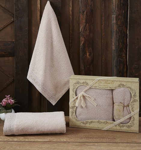 Подарочный набор полотенец для ванной 50х90, 70х140 Sofi De Marko KATIA хлопковая махра пудра, фото, фотография