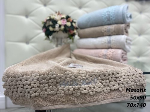 Подарочный набор полотенец для ванной 50х90, 70х140 Sofi De Marko MASOTIS хлопковая махра бежевый, фото, фотография