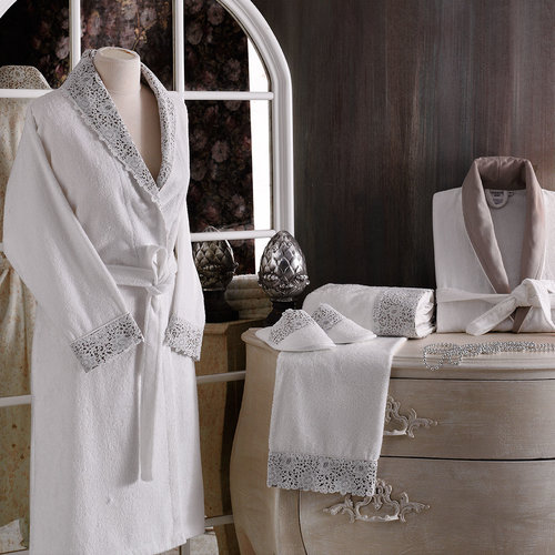 Набор халатов с полотенцами и тапочками Tivolyo Home FORZA хлопковая махра L/XL, фото, фотография