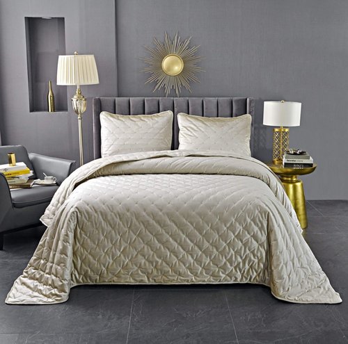 Покрывало Sofi De Marko РОЗМАРИ велюр вискоза кремовый 240х260, фото, фотография