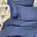 Постельное белье Tivolyo Home CASUAL хлопковый сатин делюкс тёмно-синий 1,5 спальный, фото, фотография