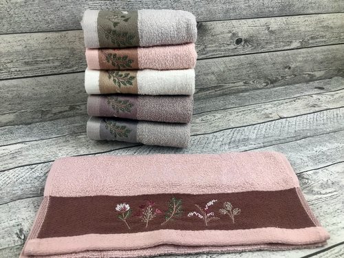 Набор полотенец для ванной 6 шт. Sikel ELIT PURRY хлопковая махра веточка 50х90, фото, фотография