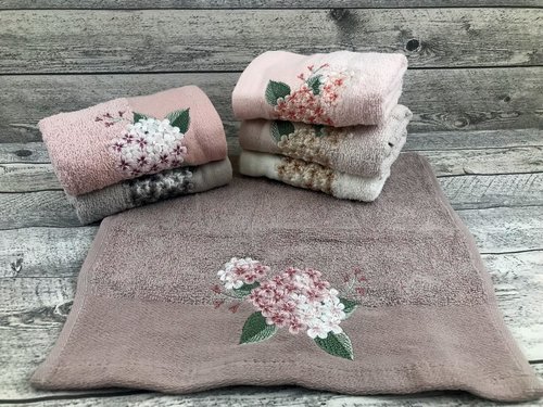 Набор полотенец для ванной 6 шт. Sikel ELIT PURRY хлопковая махра букет сирени 30х50, фото, фотография