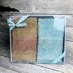 Набор кухонных полотенец 30х50 см (2 шт.) EFOR хлопковая махра кофейно-бирюзовый, фото, фотография