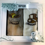 Подарочный набор кухонных полотенец 40х60(2) Efor хлопковая вафля хлеб V2, фото, фотография