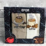 Подарочный набор кухонных полотенец 40х60(2) Efor AMERICANO хлопковая вафля кофе, фото, фотография