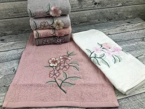 Набор полотенец для ванной 6 шт. Sikel ELIT PURRY хлопковая махра магнолия V2 70х140, фото, фотография