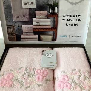 Подарочный набор полотенец для ванной 50х90, 70х140 Sikel SELEN бамбуково-хлопковая махра розовый