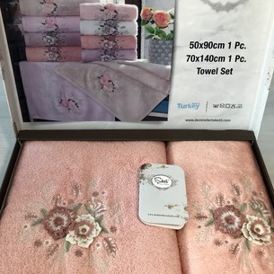 Подарочный набор полотенец для ванной 50х90, 70х140 Sikel DEMET бамбуково-хлопковая махра светло-розовый