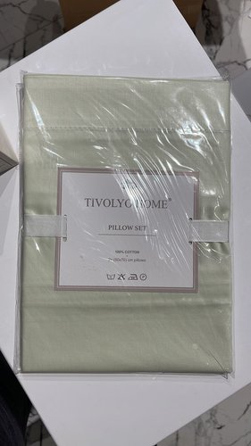 Набор наволочек 2 шт. Tivolyo Home ПВХ хлопковый сатин делюкс светло-зелёный 50х70, фото, фотография