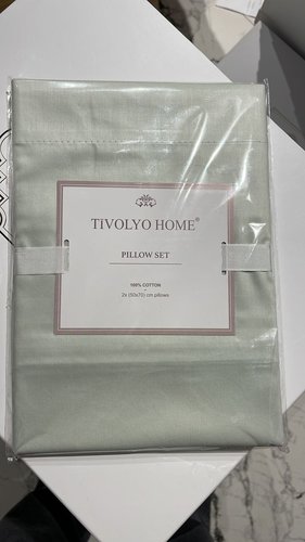 Набор наволочек 2 шт. Tivolyo Home ПВХ хлопковый сатин делюкс зелёный 50х70, фото, фотография