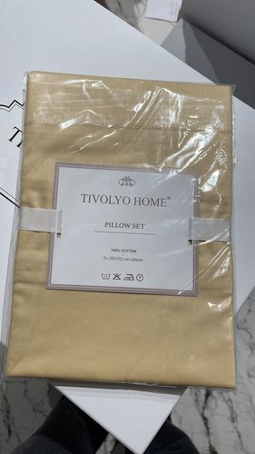 Набор наволочек 2 шт. Tivolyo Home ПВХ хлопковый сатин делюкс горчичный 50х70, фото, фотография