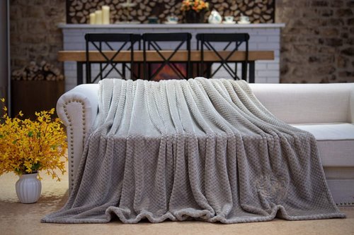 Плед-покрывало Sofi De Marko ЭШЛИ велсофт бежевый 220х240, фото, фотография