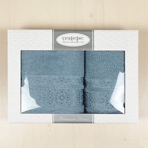Набор полотенец для ванной в подарочной упаковке 50х90, 70х140 Cestepe KUMSAL хлопковая махра V2