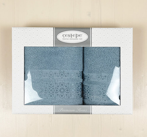 Набор полотенец для ванной в подарочной упаковке 50х90, 70х140 Cestepe KUMSAL хлопковая махра V2, фото, фотография