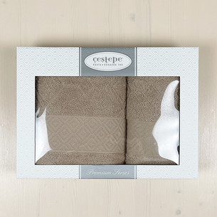 Набор полотенец для ванной в подарочной упаковке 50х90, 70х140 Cestepe VARVARA хлопковая махра V3
