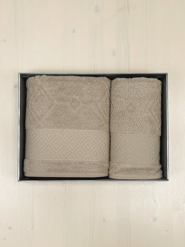 Набор полотенец для ванной в подарочной упаковке 50х90, 70х140 Cestepe VARVARA хлопковая махра V3, фото, фотография