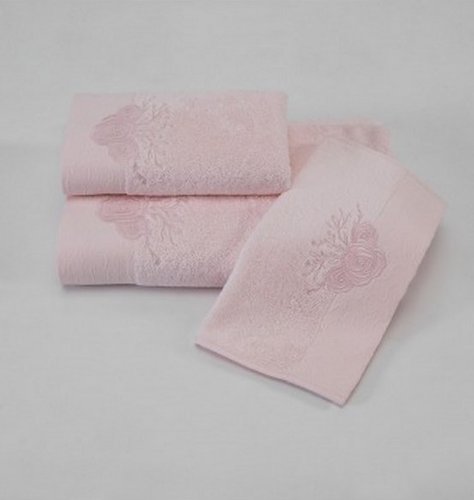 Полотенце для ванной Soft cotton MELIS хлопковая махра розовый 50х100, фото, фотография