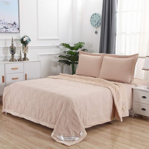 Постельное белье без пододеяльника с одеялом Sofi De Marko ТОСКАНА хлопковый сатин бежевый 1,5 спальный, фото, фотография