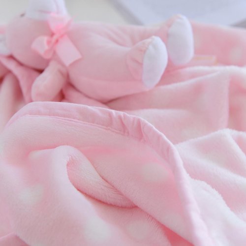 Плед детский для новорожденных с игрушкой Sofi De Marko ТЕДДИ велсофт розовый 100х150, фото, фотография