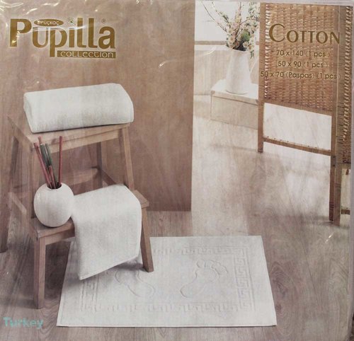 Набор полотенец для ванной 3 пр. Pupilla OTEL хлопковая махра белый, фото, фотография