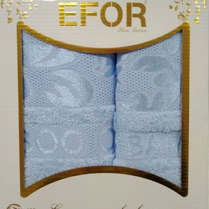 Подарочный набор полотенец для ванной 50х90, 70х140 Efor OTTOMAN бамбуковая махра голубой