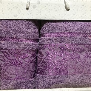 Подарочный набор полотенец для ванной 50х90, 70х140 Efor BOTANIK хлопковая махра лиловый