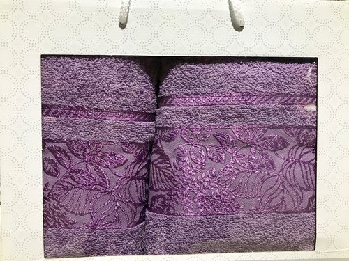 Подарочный набор полотенец для ванной 50х90, 70х140 Efor BOTANIK хлопковая махра лиловый, фото, фотография