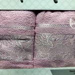 Подарочный набор полотенец для ванной 50х90, 70х140 Efor BOTANIK хлопковая махра сухая роза, фото, фотография