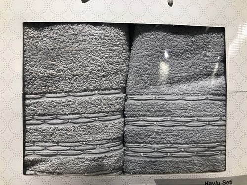 Подарочный набор полотенец для ванной 50х90, 70х140 Efor FITILLI BORDUR хлопковая махра светло-серый, фото, фотография