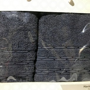 Подарочный набор полотенец для ванной 50х90, 70х140 Efor FITILLI BORDUR хлопковая махра темно-серый