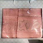 Подарочный набор полотенец для ванной 50х90, 70х140 Efor FLOSLU YAPRAK хлопковая махра оранжевый, фото, фотография