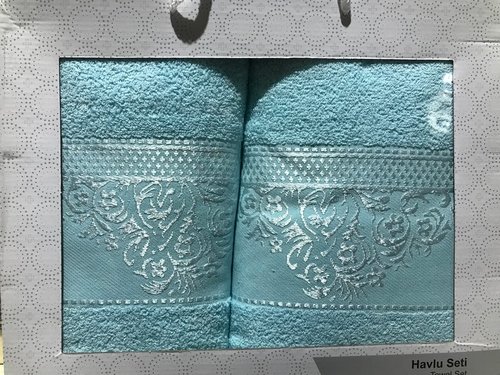 Подарочный набор полотенец для ванной 50х90, 70х140 Efor GERDANLIK хлопковая махра бирюзовый, фото, фотография