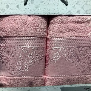 Подарочный набор полотенец для ванной 50х90, 70х140 Efor GERDANLIK хлопковая махра светло-розовый