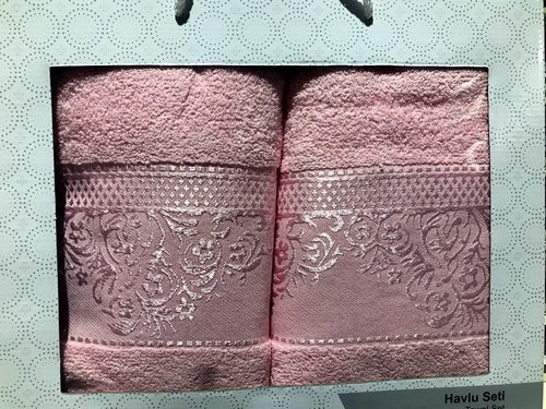 Подарочный набор полотенец для ванной 50х90, 70х140 Efor GERDANLIK хлопковая махра светло-розовый, фото, фотография