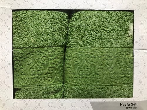 Подарочный набор полотенец для ванной 50х90, 70х140 Efor KABARTMA хлопковая махра зеленый, фото, фотография