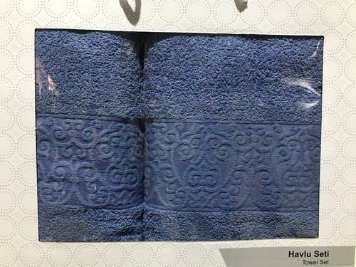 Подарочный набор полотенец для ванной 50х90, 70х140 Efor KABARTMA хлопковая махра синий, фото, фотография