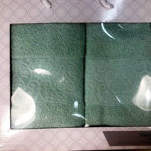 Подарочный набор полотенец для ванной 50х90, 70х140 Efor KABARTMA хлопковая махра светло-зеленый