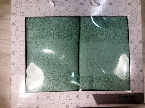 Подарочный набор полотенец для ванной 50х90, 70х140 Efor KABARTMA хлопковая махра ментоловый, фото, фотография