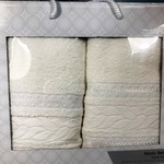 Подарочный набор полотенец для ванной 50х90, 70х140 Efor PAMUK YAPRAK хлопковая махра кремовый, фото, фотография