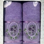 Подарочный набор полотенец для ванной 50х90, 70х140 Efor KRALCI GUL хлопковая махра светло-лиловый, фото, фотография