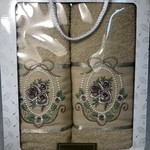 Подарочный набор полотенец для ванной 50х90, 70х140 Efor KRALCI GUL хлопковая махра капучино, фото, фотография