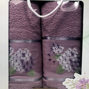 Подарочный набор полотенец для ванной 50х90, 70х140 Efor LEYLAK хлопковая махра лиловый