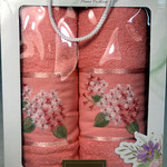 Подарочный набор полотенец для ванной 50х90, 70х140 Efor LEYLAK хлопковая махра оранжевый, фото, фотография