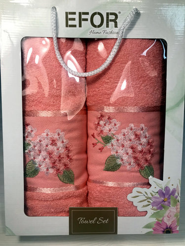 Подарочный набор полотенец для ванной 50х90, 70х140 Efor LEYLAK хлопковая махра оранжевый, фото, фотография