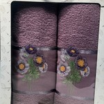 Подарочный набор полотенец для ванной 50х90, 70х140 Efor LUTIK хлопковая махра лиловый, фото, фотография